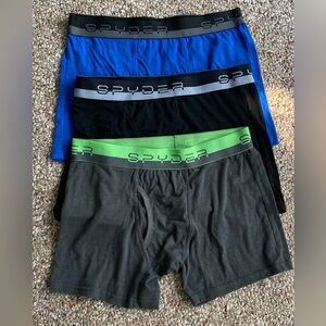 Spyder Mens Boxer Briefs Performance Sports Underwear w/ Mesh Panels 3 Pack